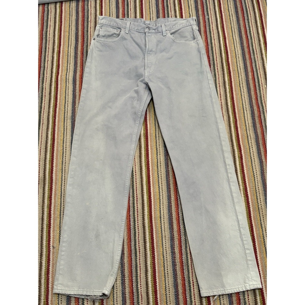 Vintage Levis 501 Jeans Mens 36x32 Gray Denim Button Fly USA Made 90s